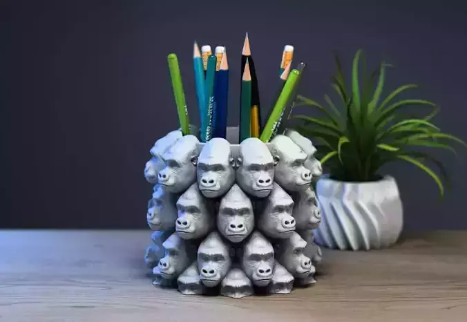 Gorilla pen holder Cyborg pen holder 3D print model