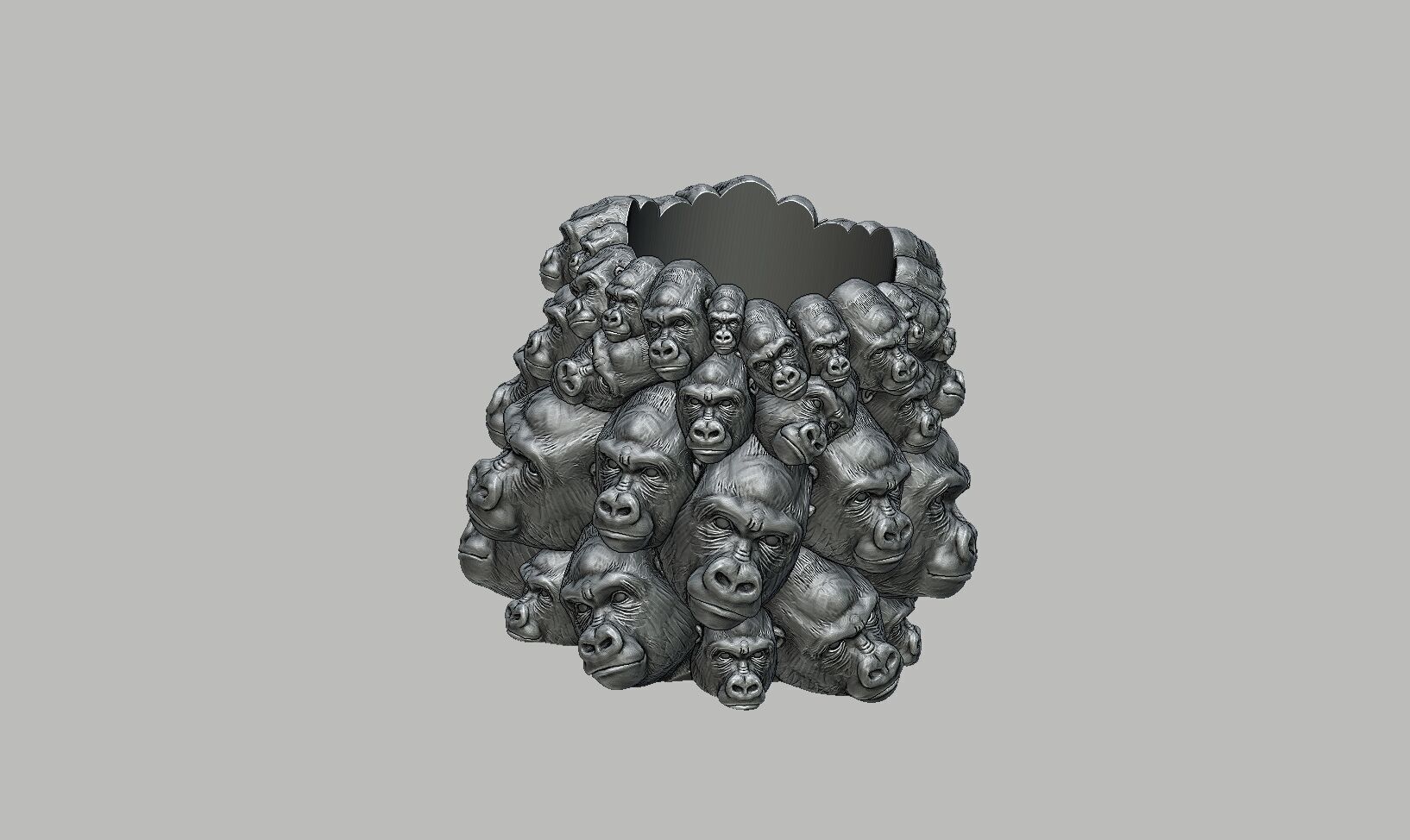 Gorilla pen holder Cyborg pen holder 3D print model_6