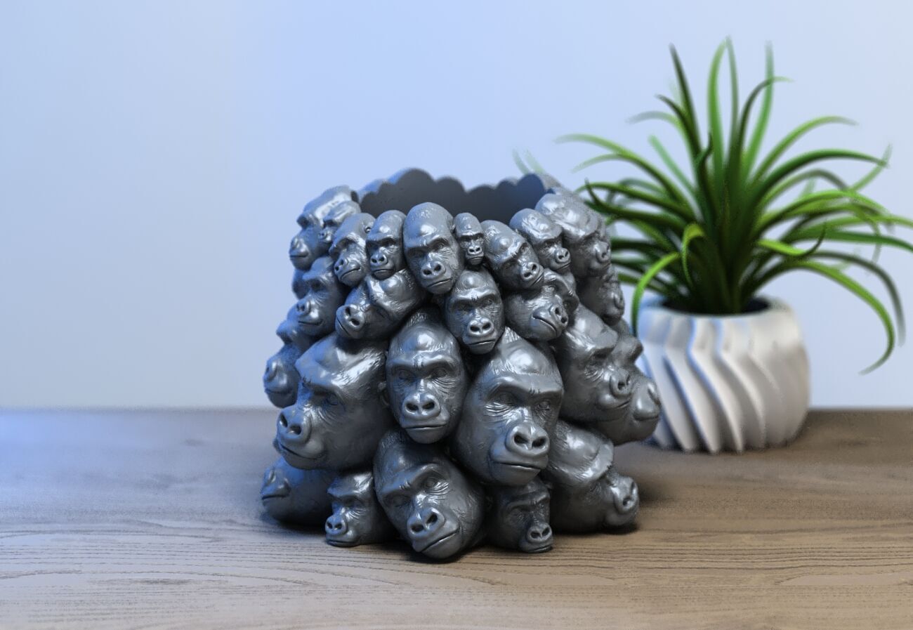 Gorilla pen holder Cyborg pen holder 3D print model_1