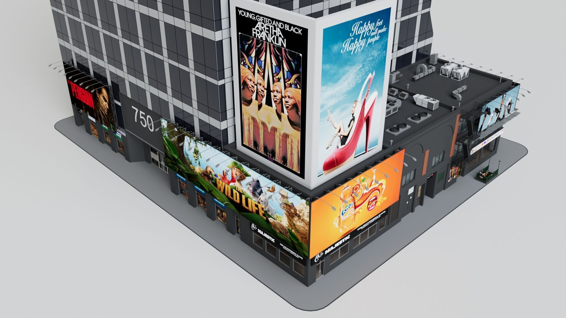 Realistic NYC Times Square 6 Buildings Collection Pack Low-poly 3D model_30