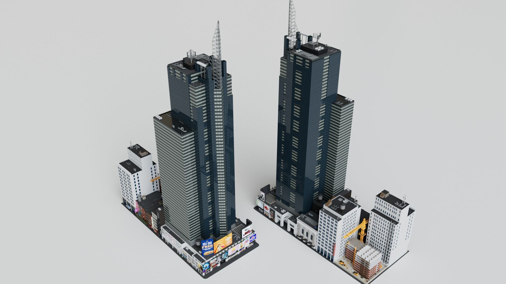 Realistic NYC Times Square 6 Buildings Collection Pack Low-poly 3D model_15