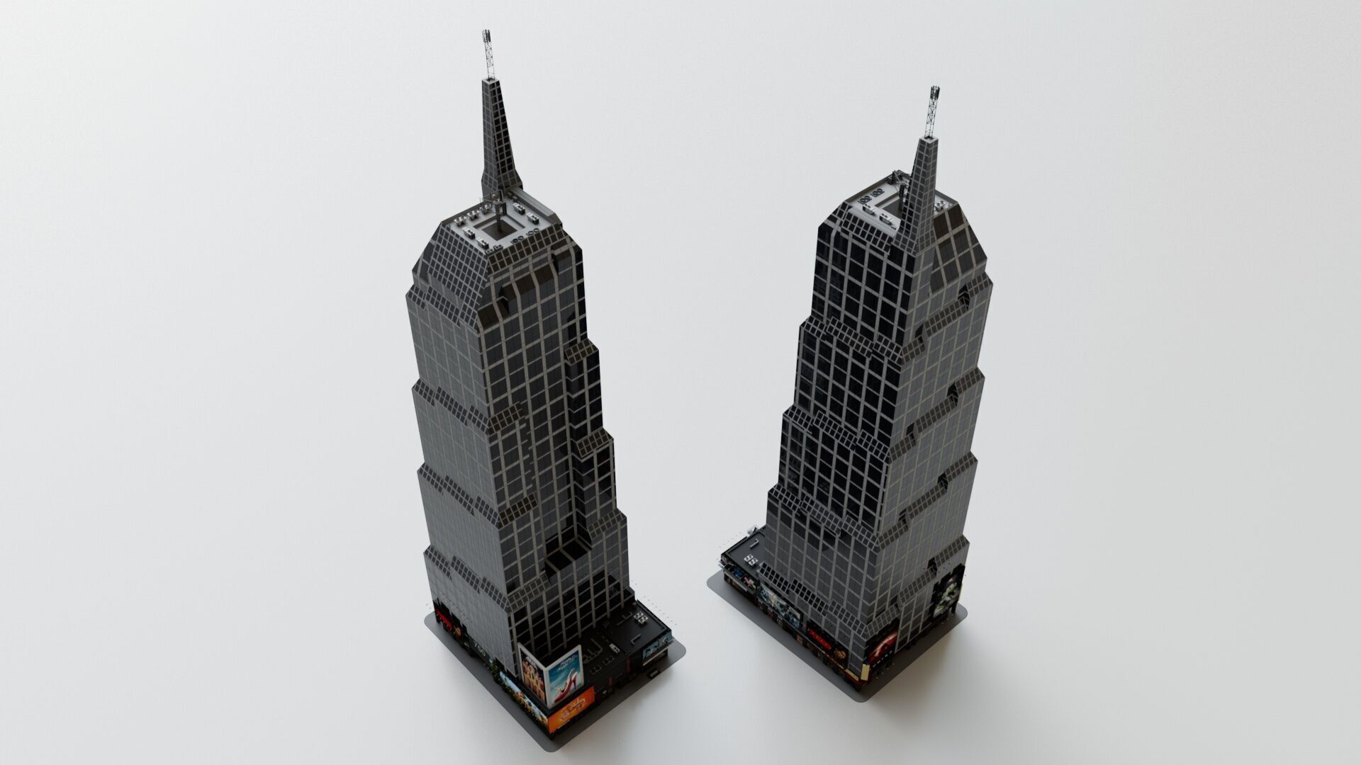 Realistic NYC Times Square 6 Buildings Collection Pack Low-poly 3D model_28
