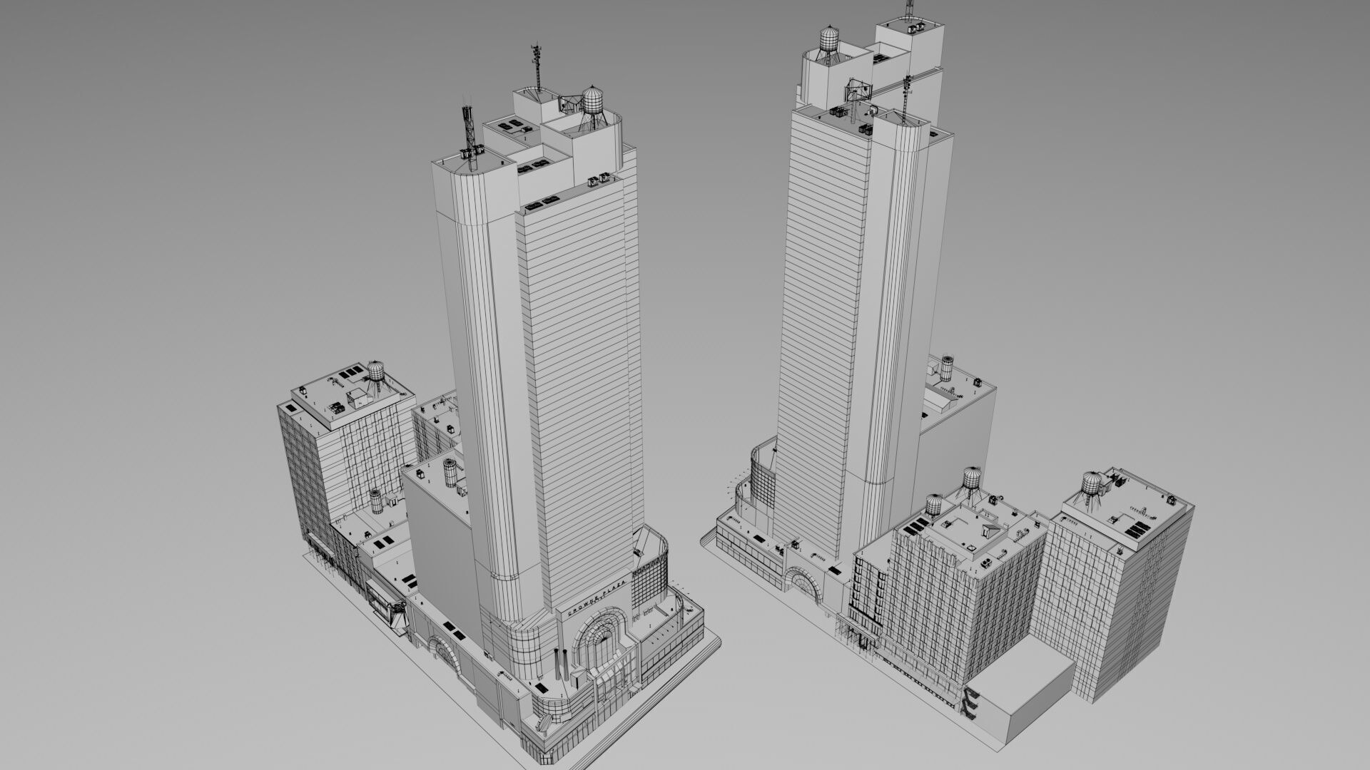 Realistic NYC Times Square 6 Buildings Collection Pack Low-poly 3D model_22