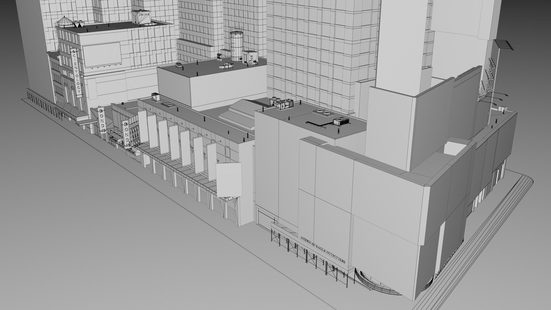 Realistic NYC Times Square 6 Buildings Collection Pack Low-poly 3D model_13