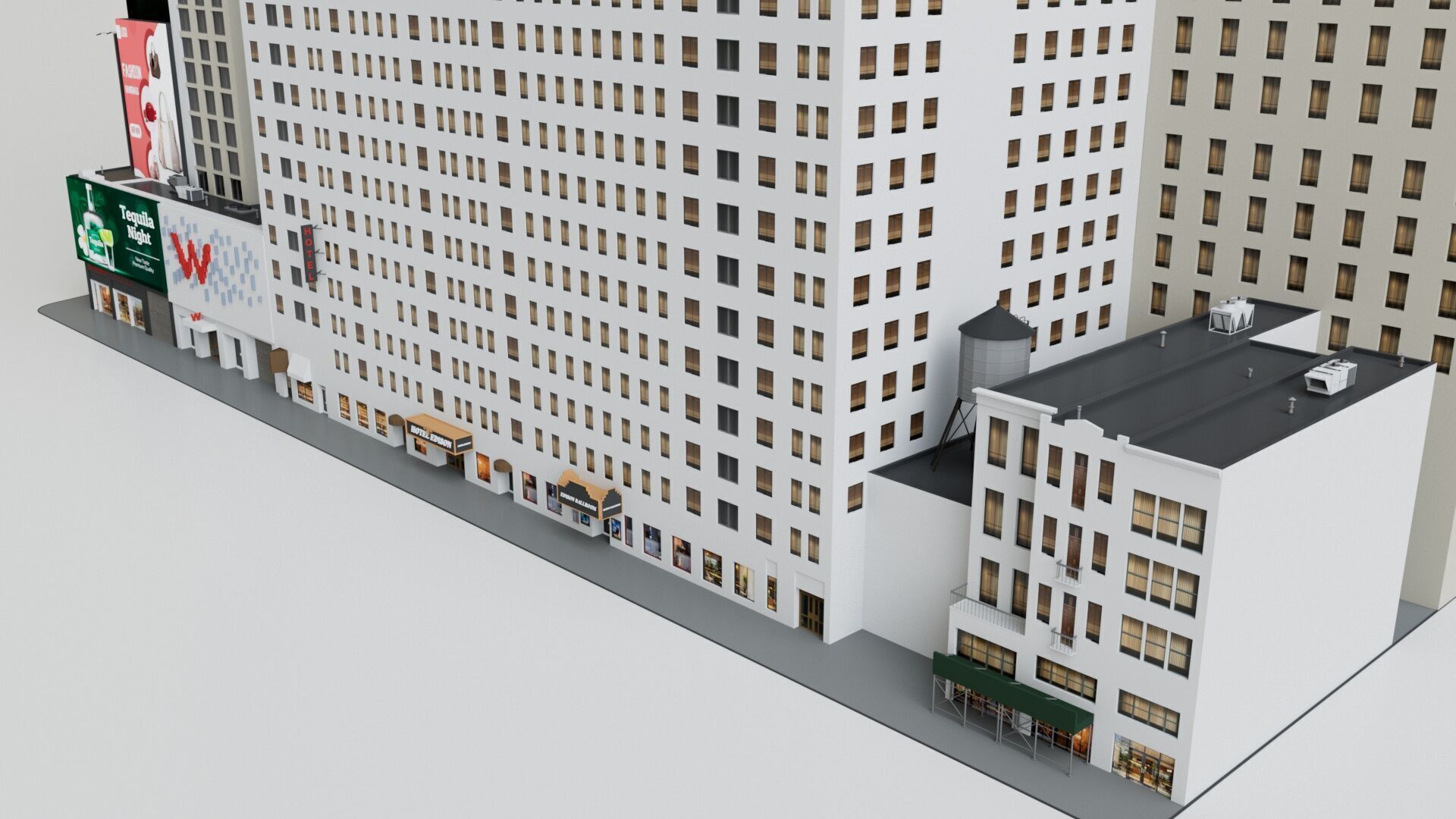 Realistic NYC Times Square 6 Buildings Collection Pack Low-poly 3D model_14