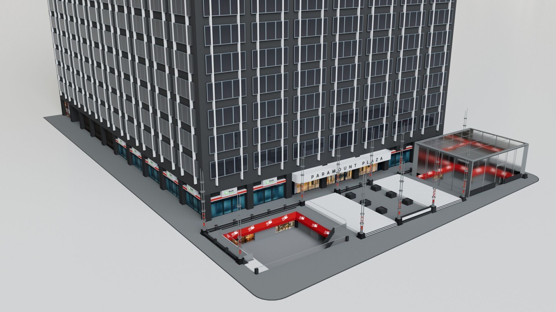 Realistic NYC Times Square 6 Buildings Collection Pack Low-poly 3D model_34