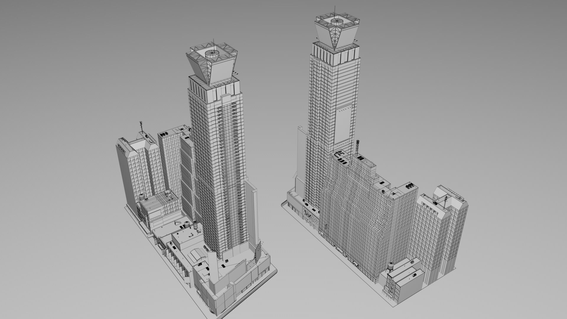 Realistic NYC Times Square 6 Buildings Collection Pack Low-poly 3D model_11