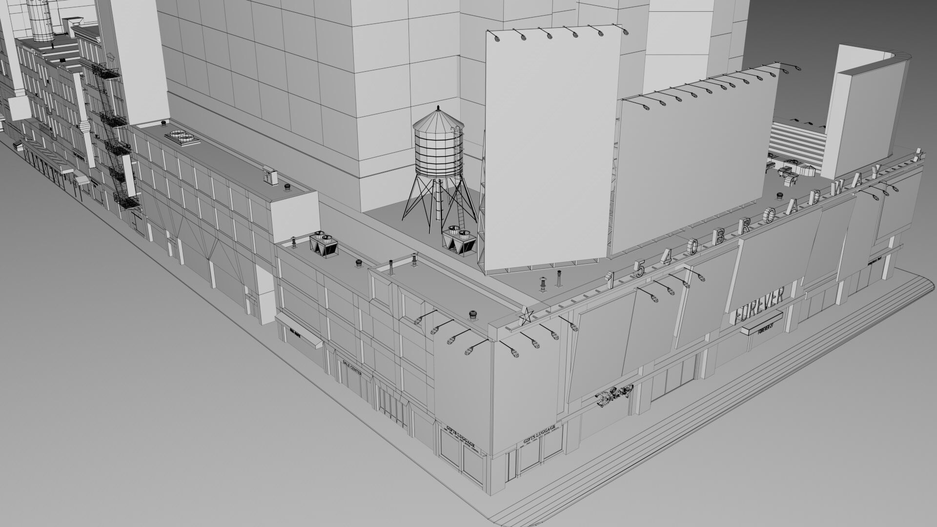 Realistic NYC Times Square 6 Buildings Collection Pack Low-poly 3D model_18