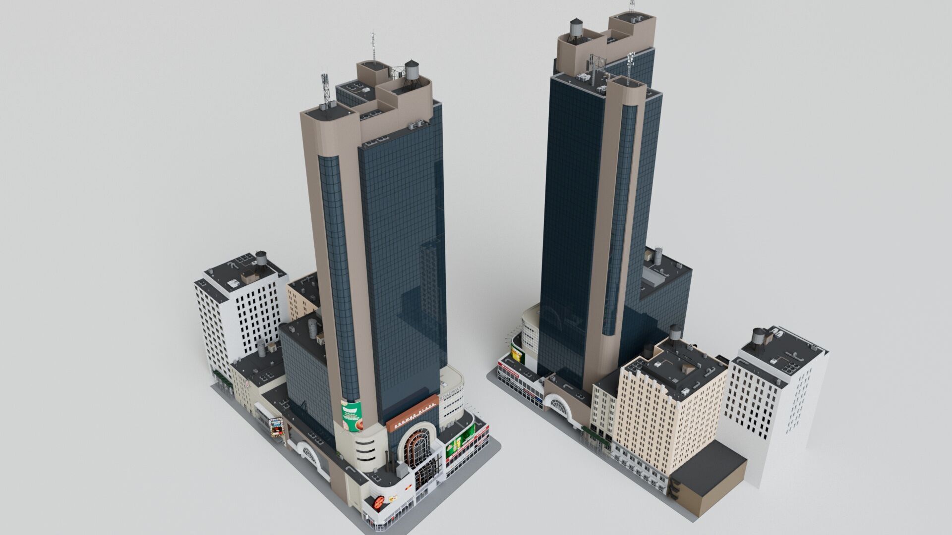 Realistic NYC Times Square 6 Buildings Collection Pack Low-poly 3D model_21