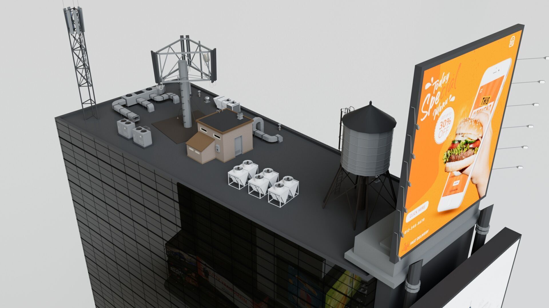 Realistic NYC Times Square 6 Buildings Collection Pack Low-poly 3D model_6