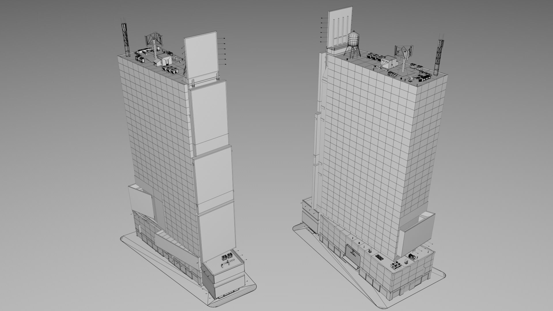 Realistic NYC Times Square 6 Buildings Collection Pack Low-poly 3D model_3