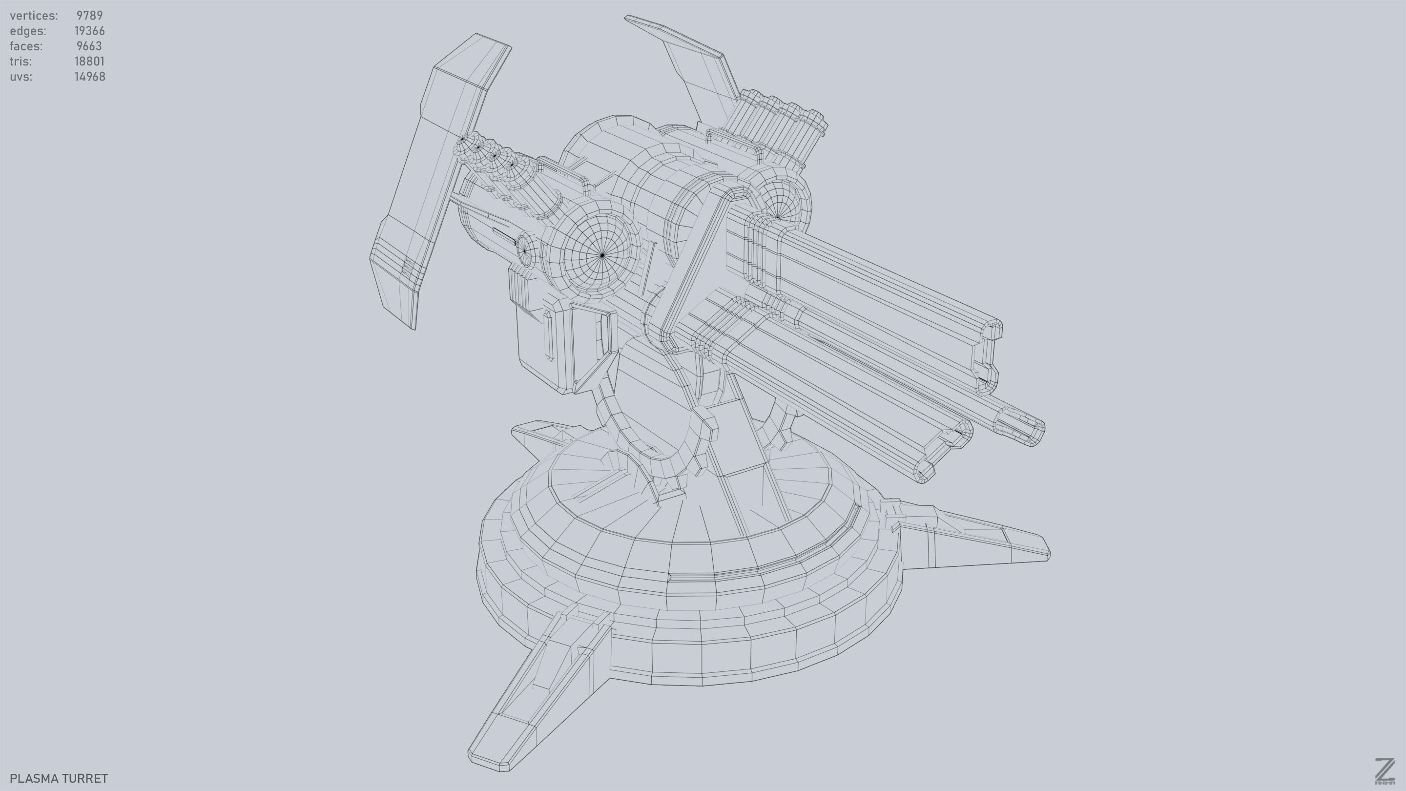 Plasma turret Low-poly 3D model_13