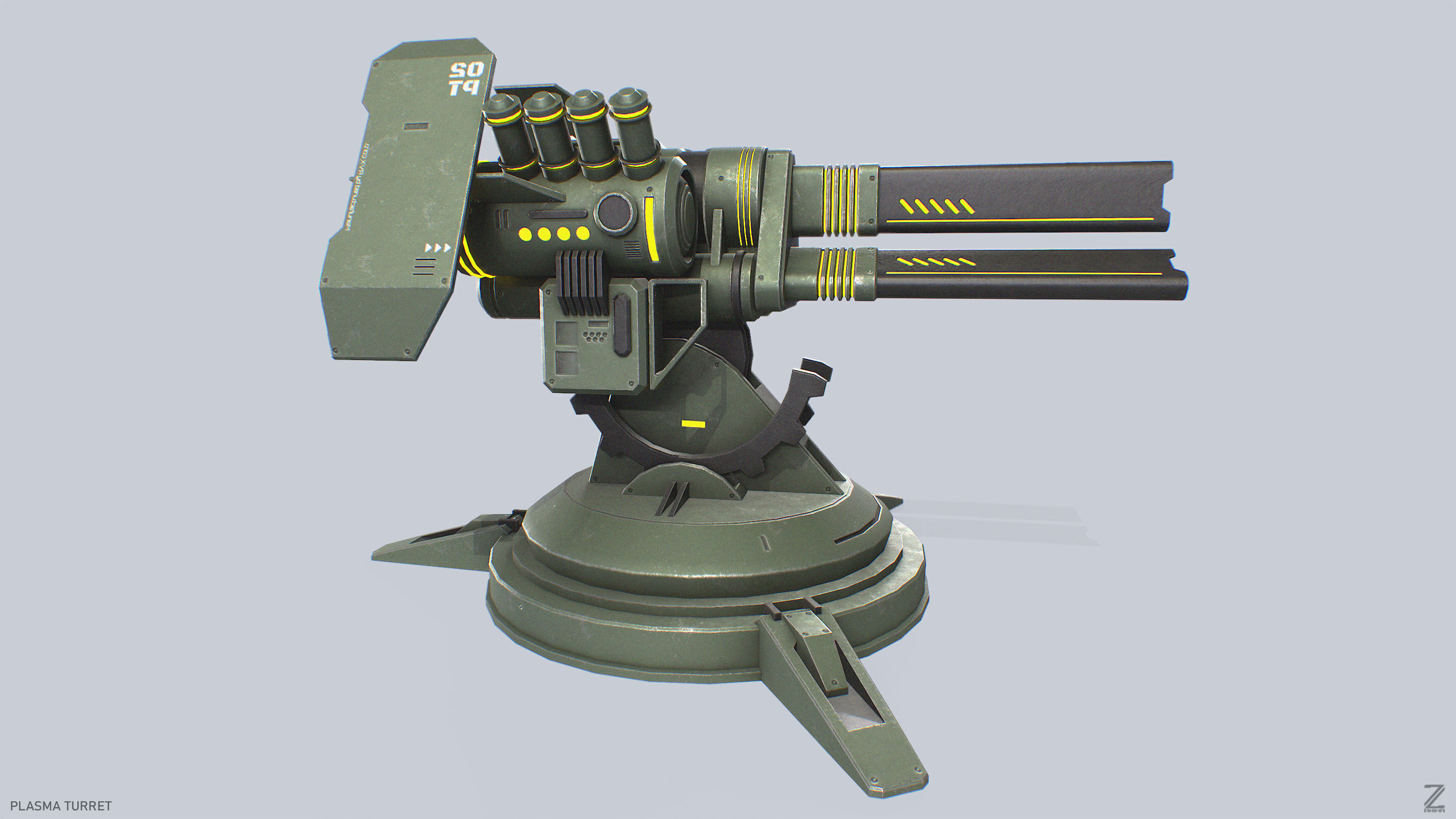 Plasma turret Low-poly 3D model_2