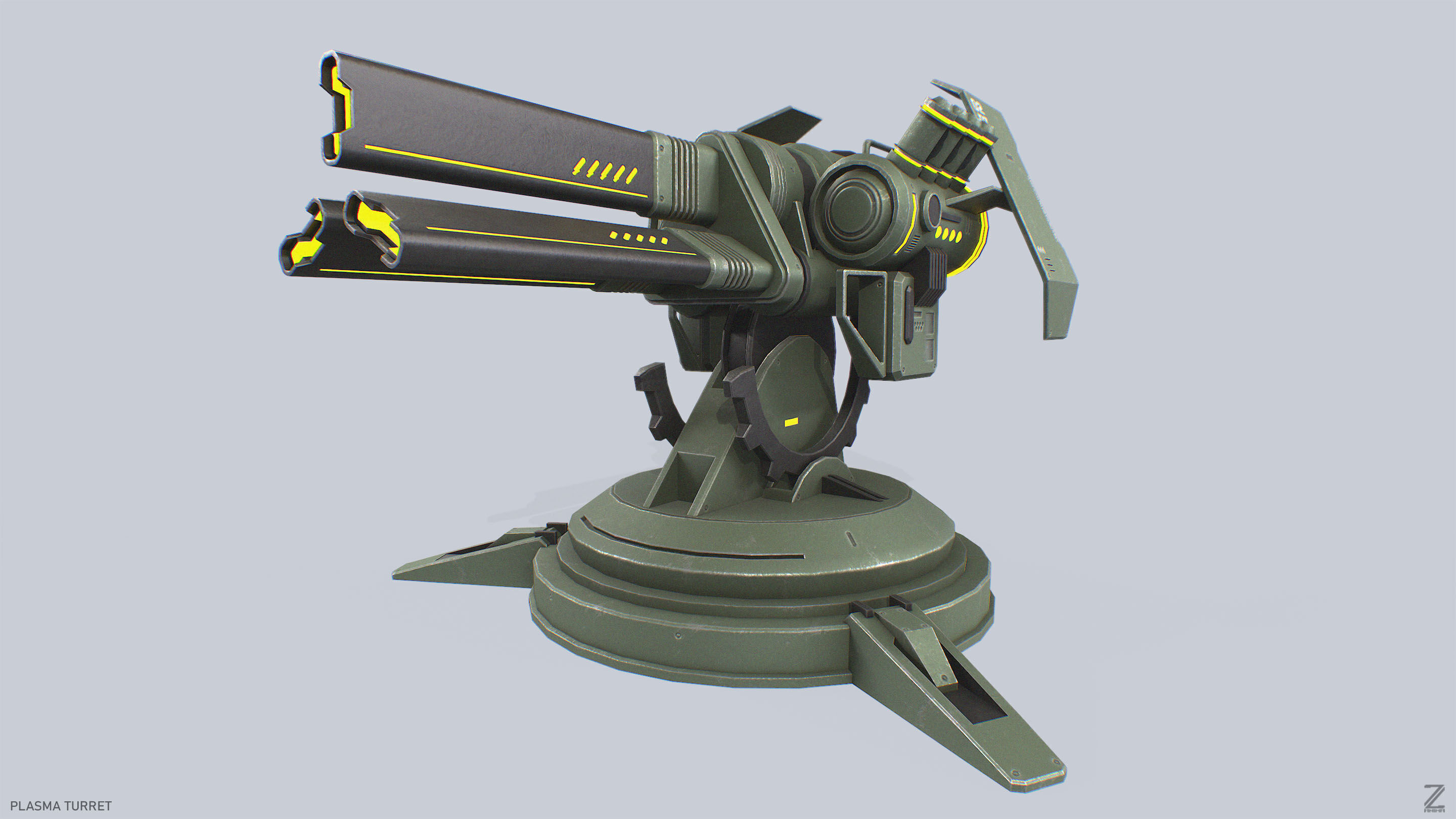 Plasma turret Low-poly 3D model_7