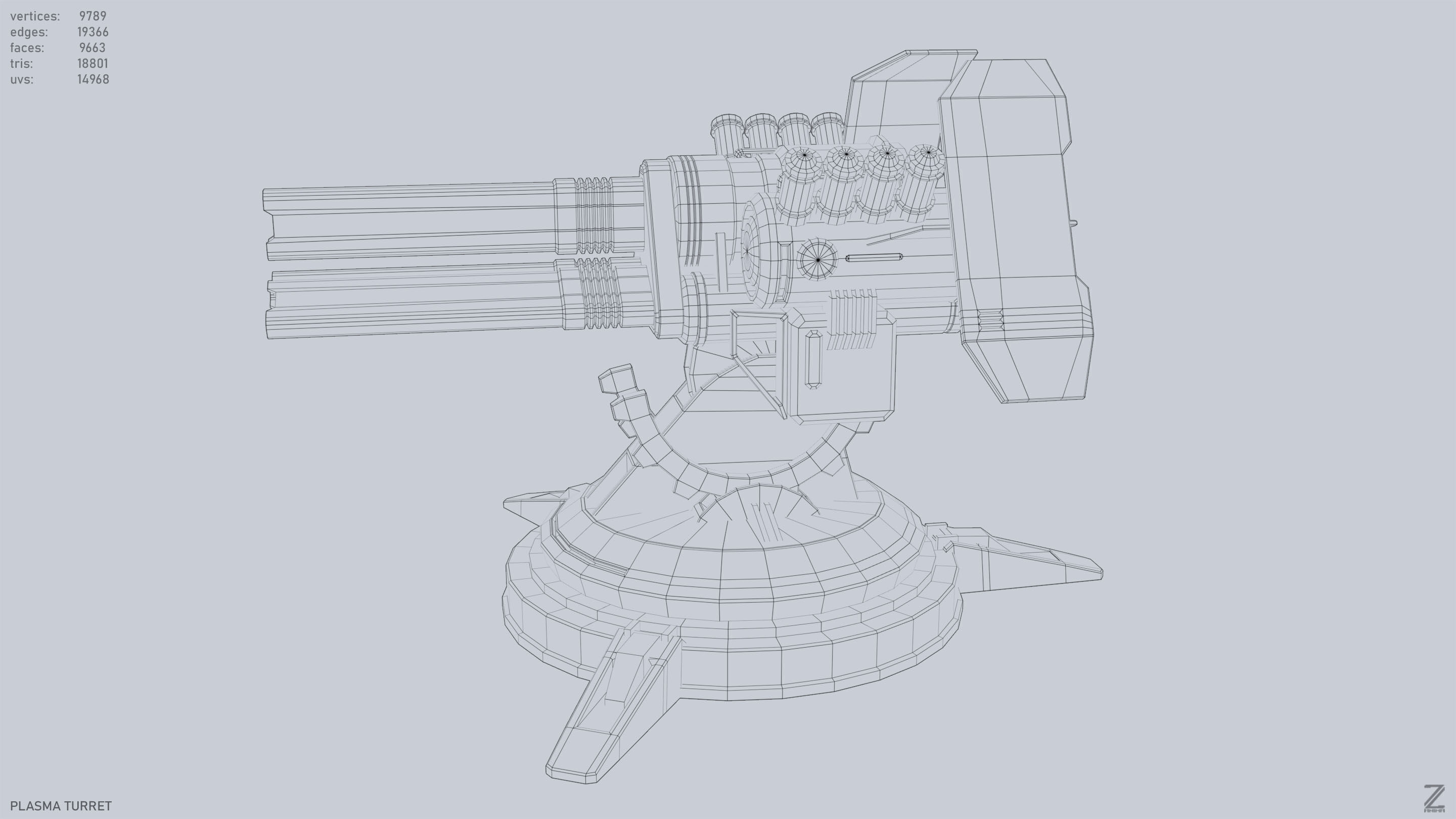 Plasma turret Low-poly 3D model_10