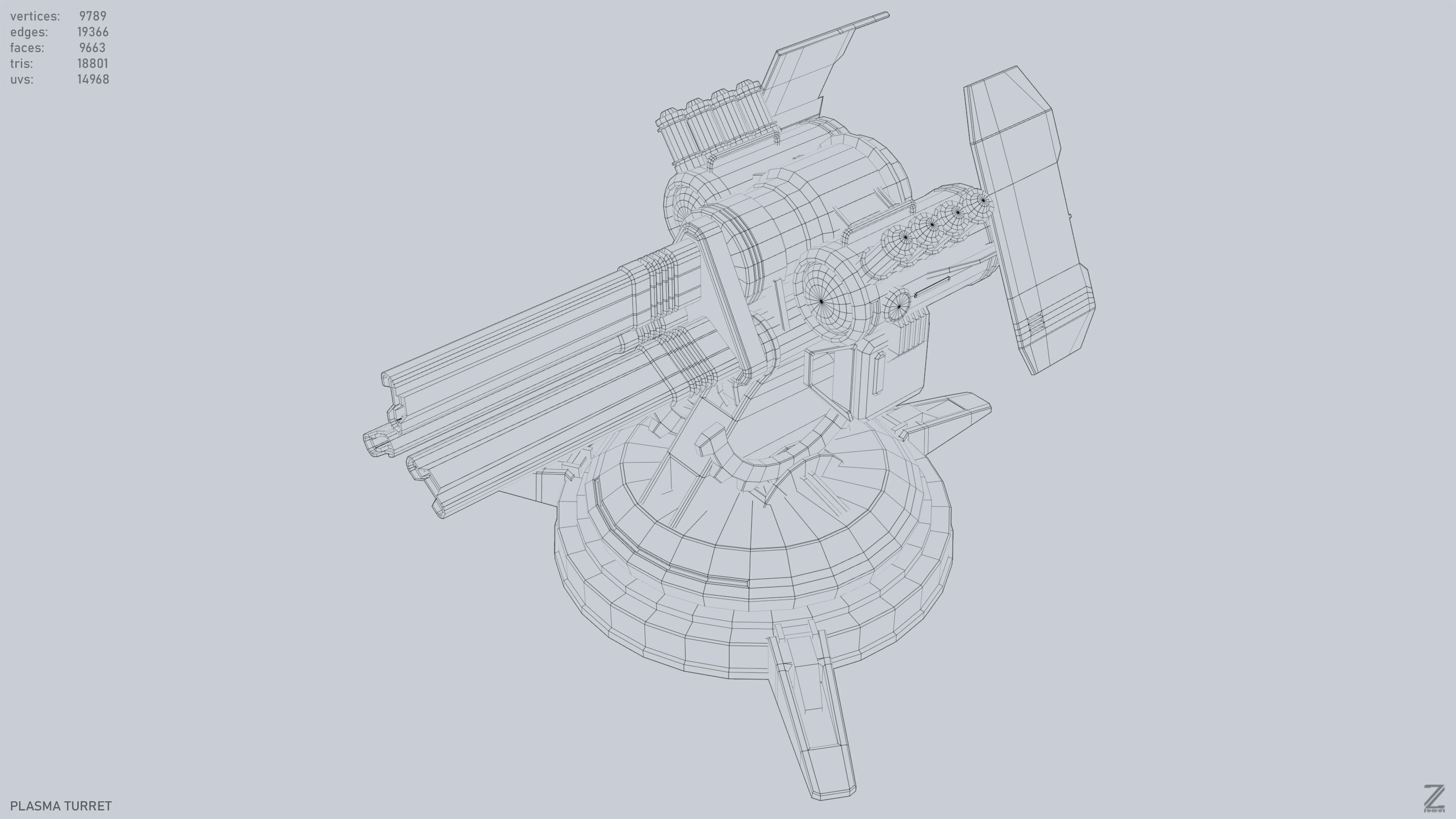 Plasma turret Low-poly 3D model_15