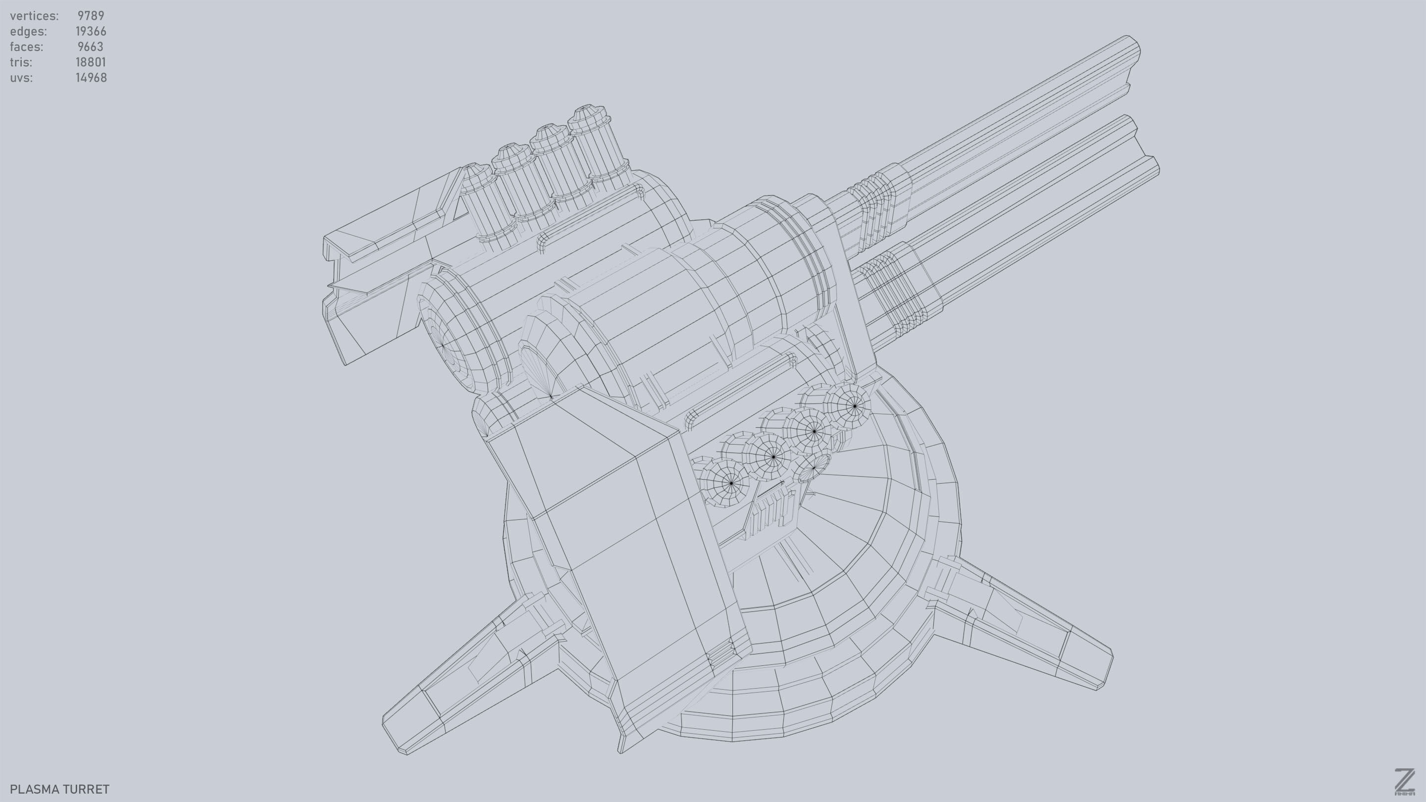Plasma turret Low-poly 3D model_12