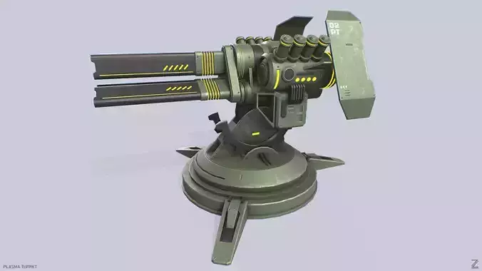 Plasma turret Low-poly 3D model Plasma turret Low-poly 3D model