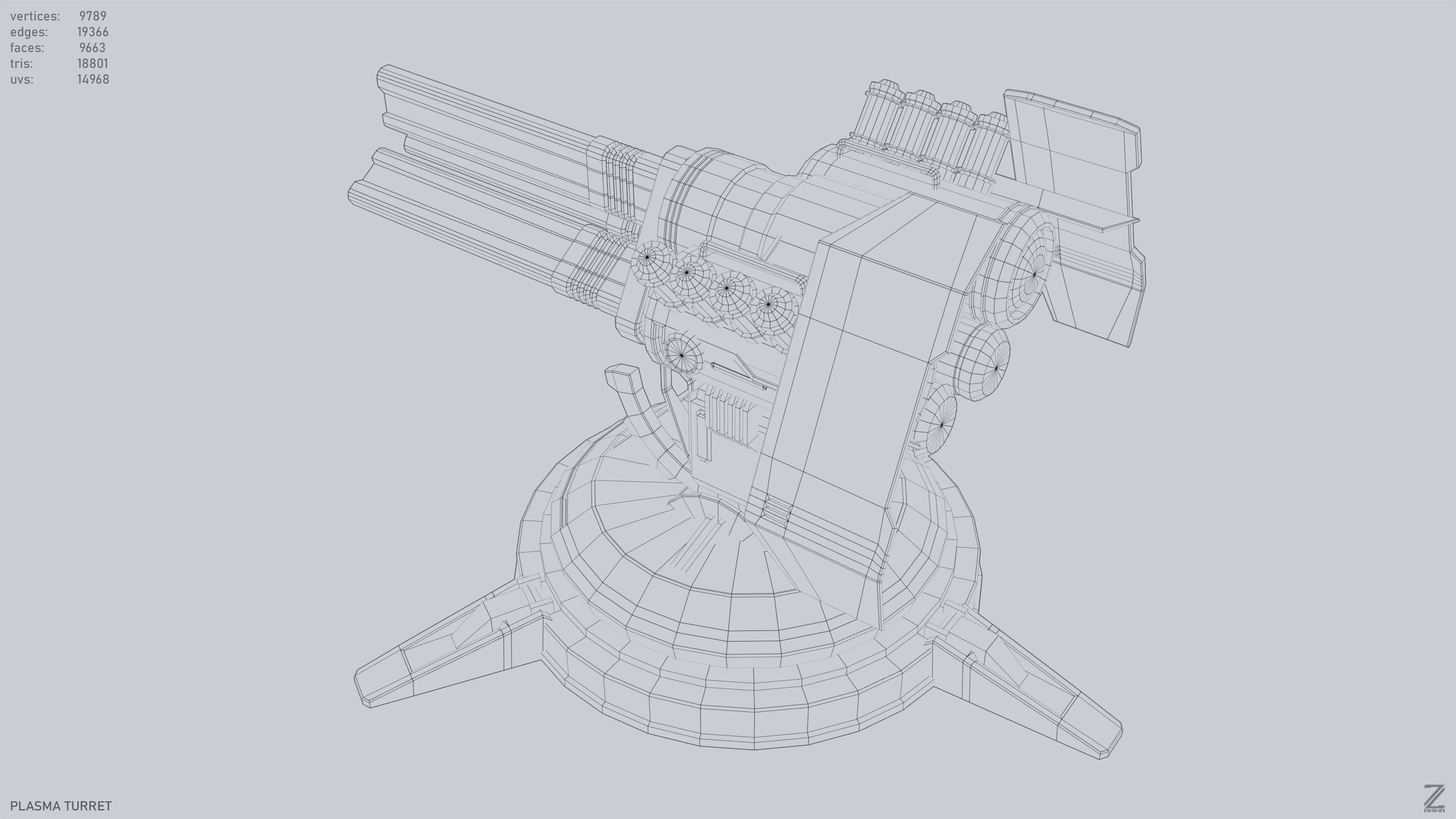 Plasma turret Low-poly 3D model_11