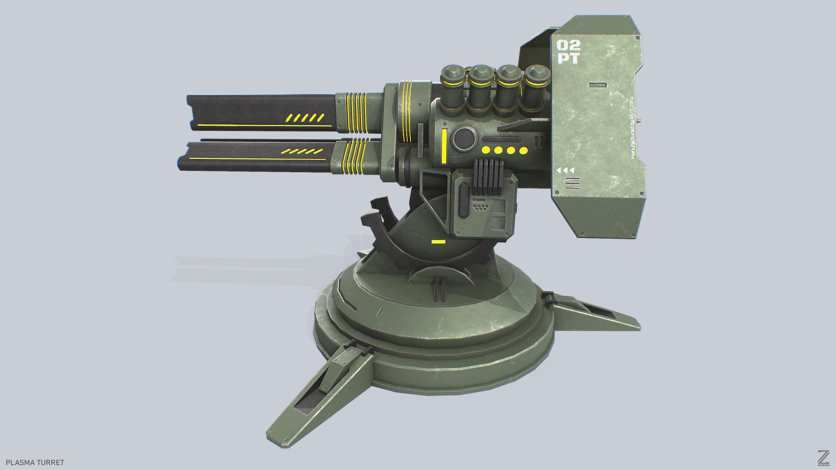 Plasma turret Low-poly 3D model_6