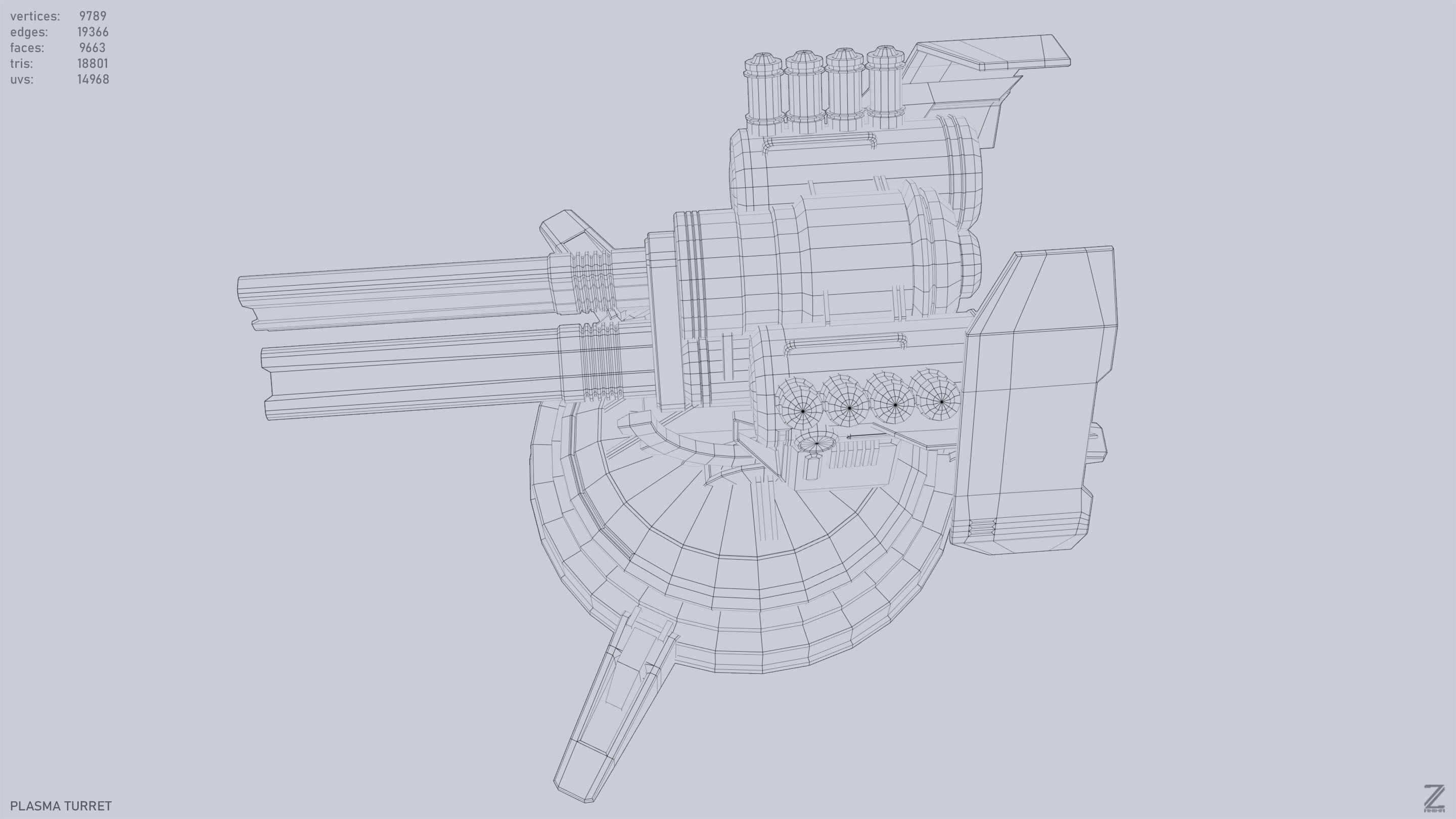 Plasma turret Low-poly 3D model_14
