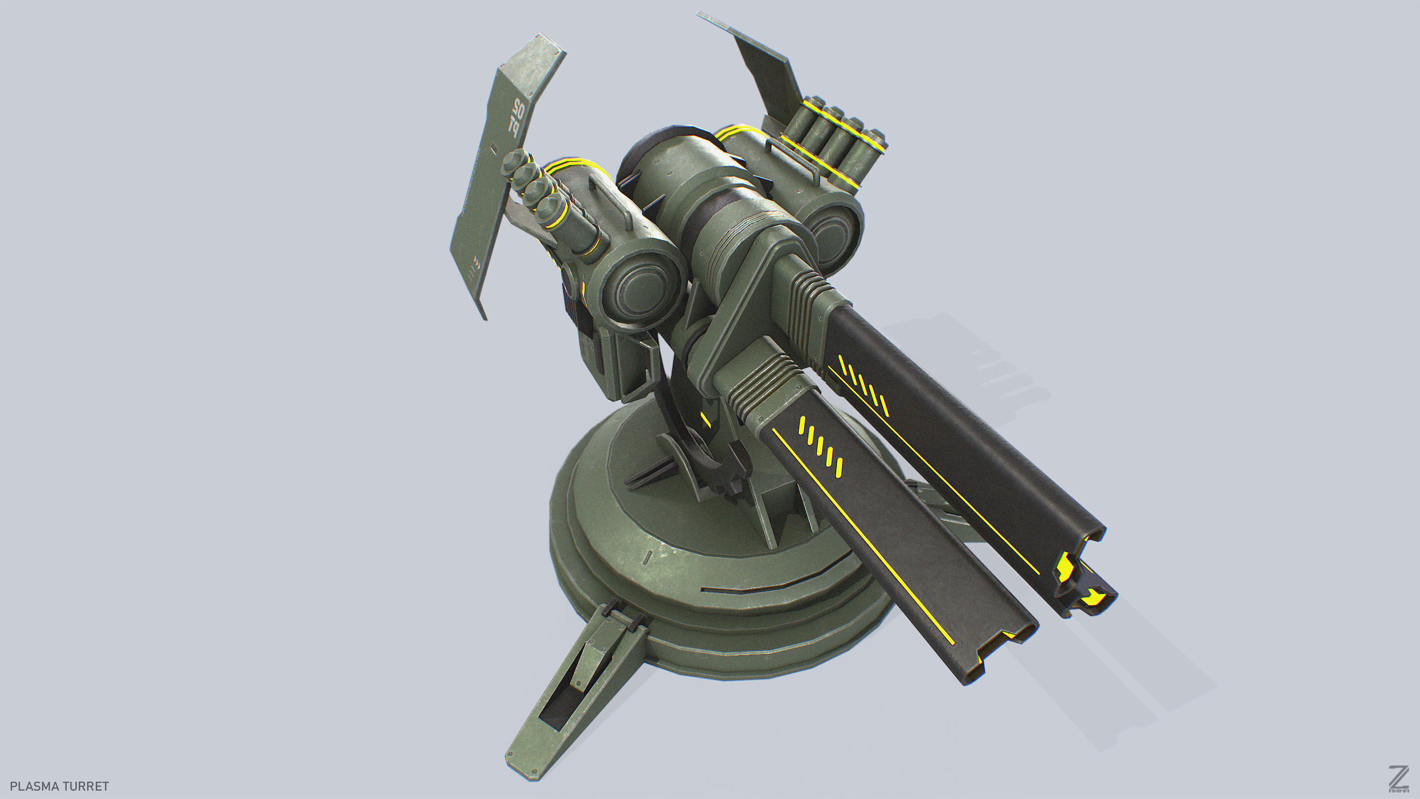 Plasma turret Low-poly 3D model_8
