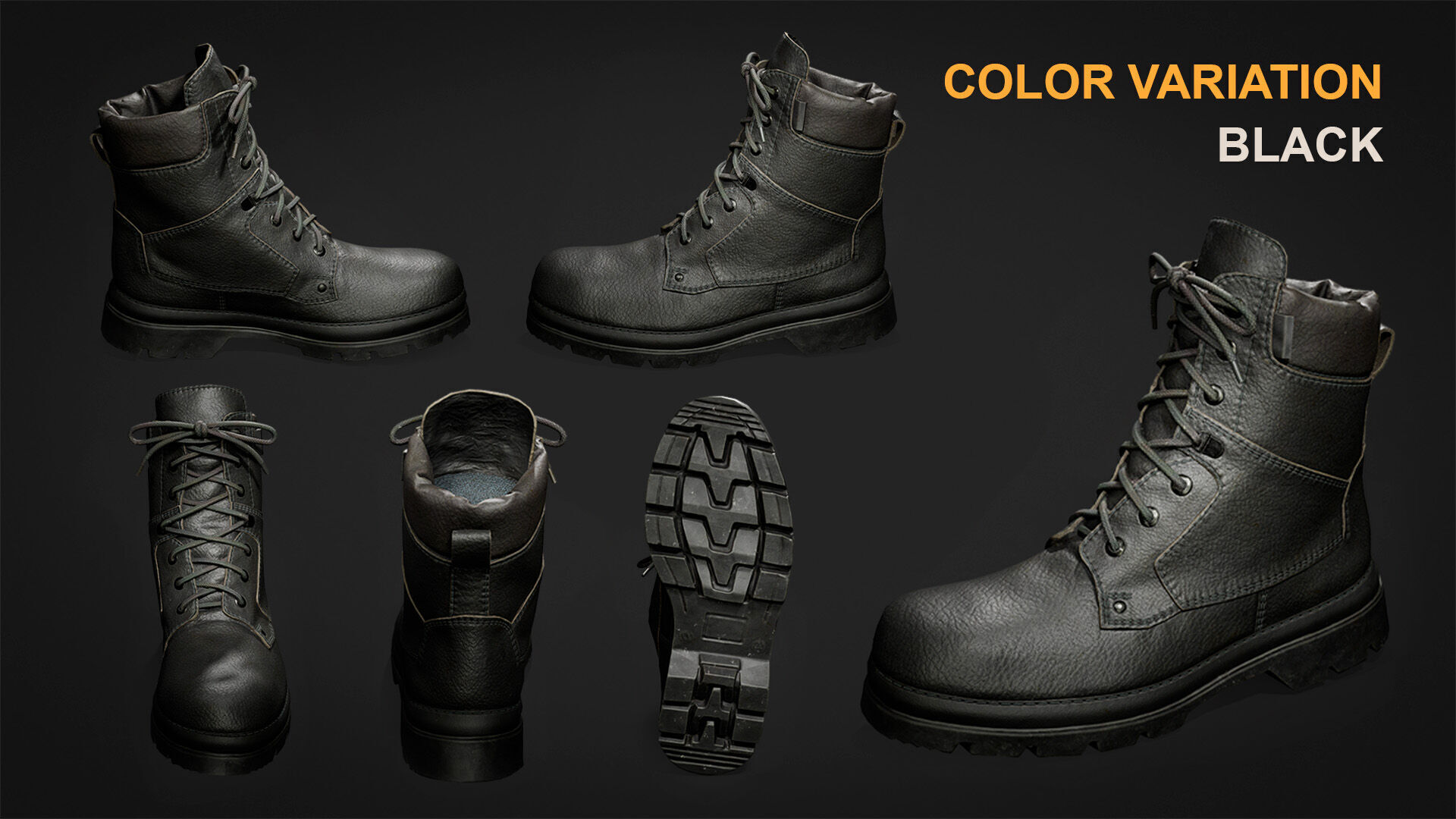Military Leather Boot Low-poly 3D model_3
