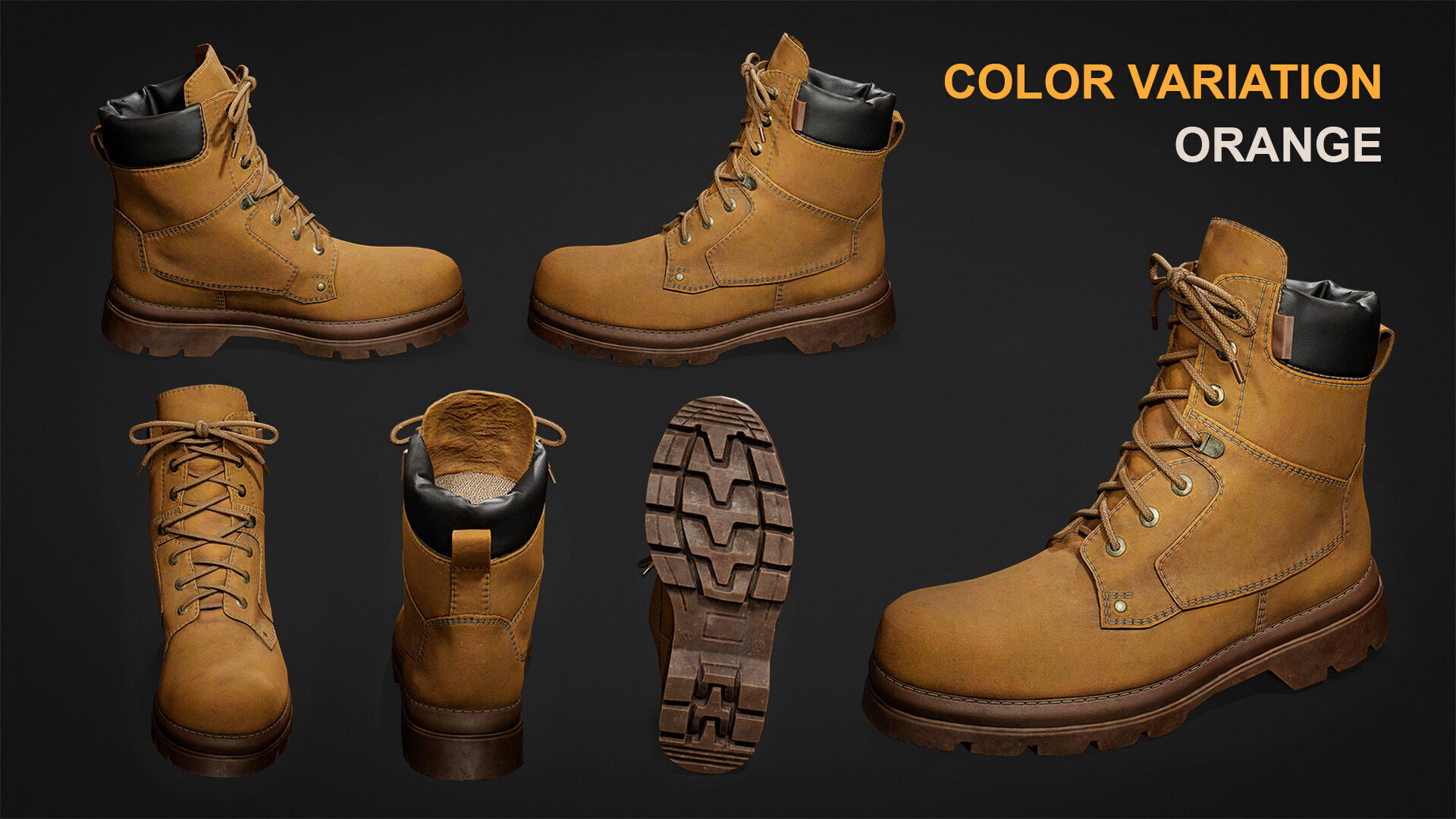 Military Leather Boot Low-poly 3D model_5