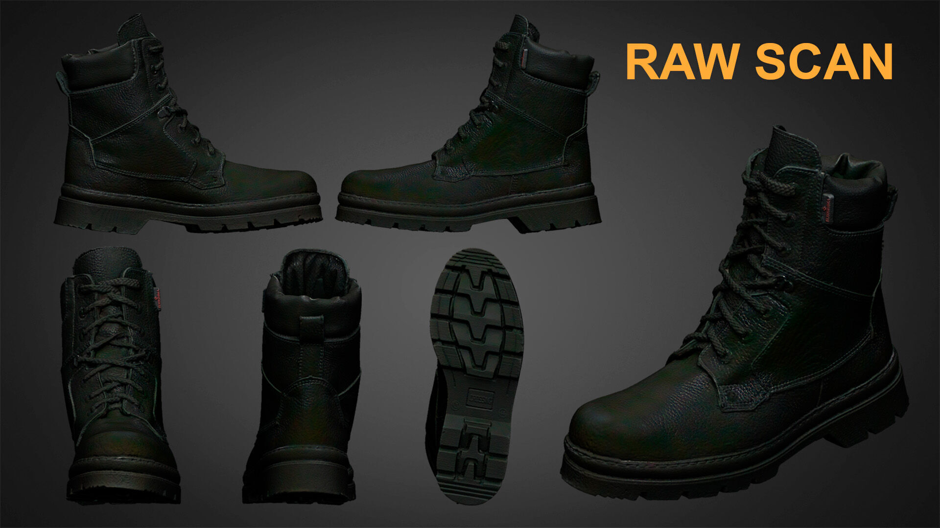 Military Leather Boot Low-poly 3D model_7