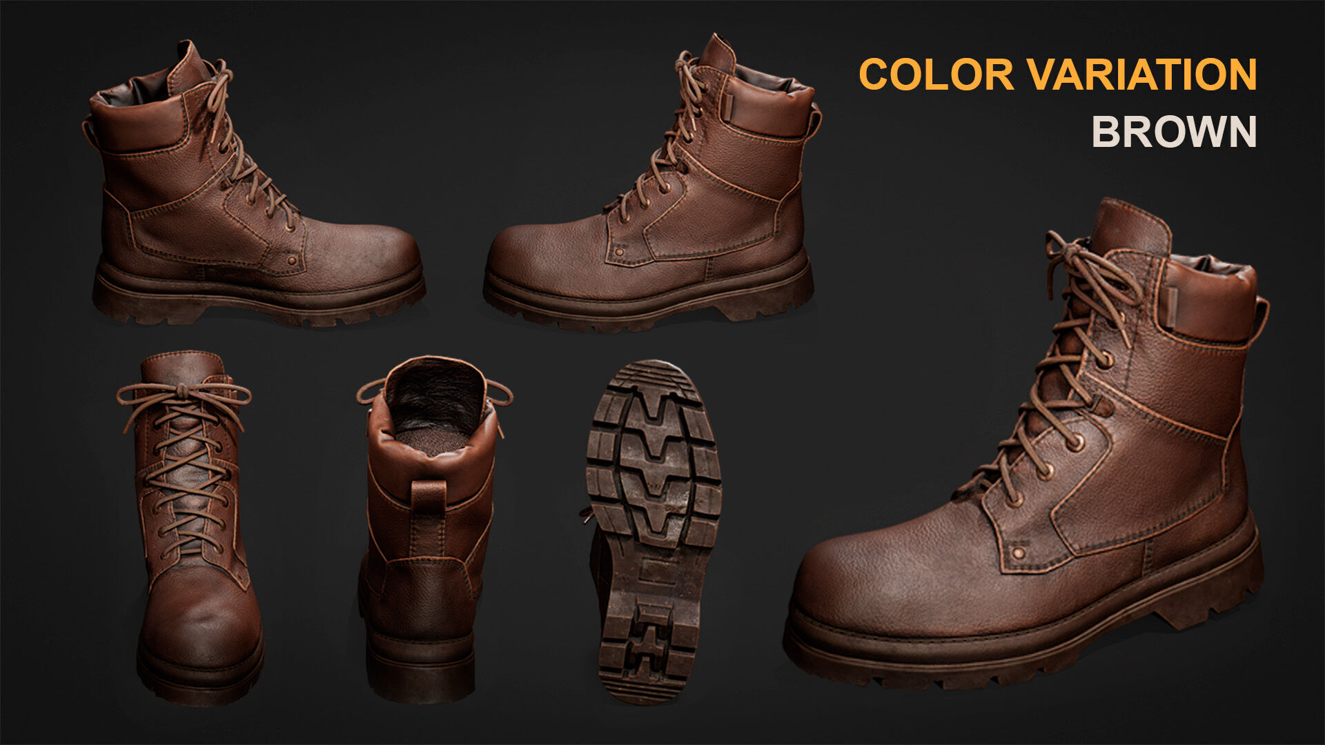 Military Leather Boot Low-poly 3D model_4