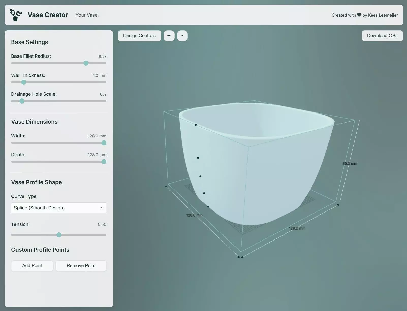 3D Printable Flower Pot Vase 128x128x85mm Free 3D print model