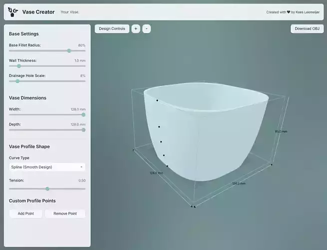 3D Printable Flower Pot Vase 128x128x85mm Free 3D print model