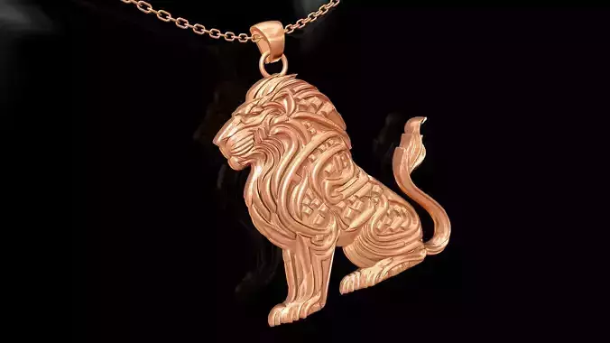 Lion statue gold pendant jewelry
