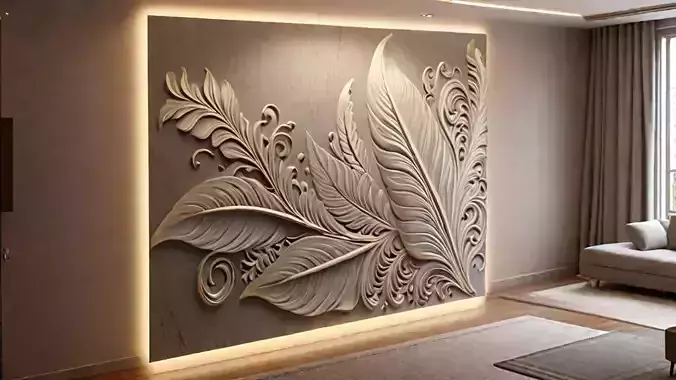 modern panel wall decor set relief stl mural CNC 173  3D model