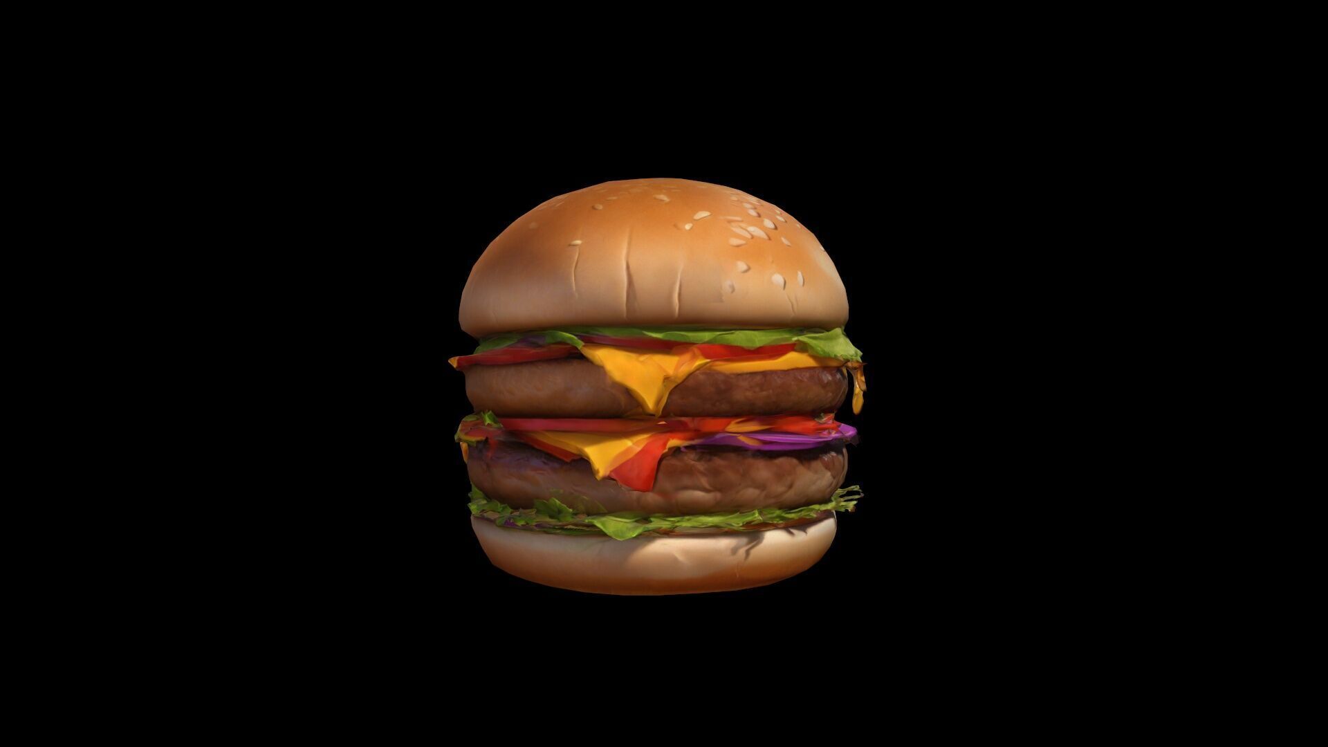 3d Render Cute Cartoon Funny Burger Character 3D model_3