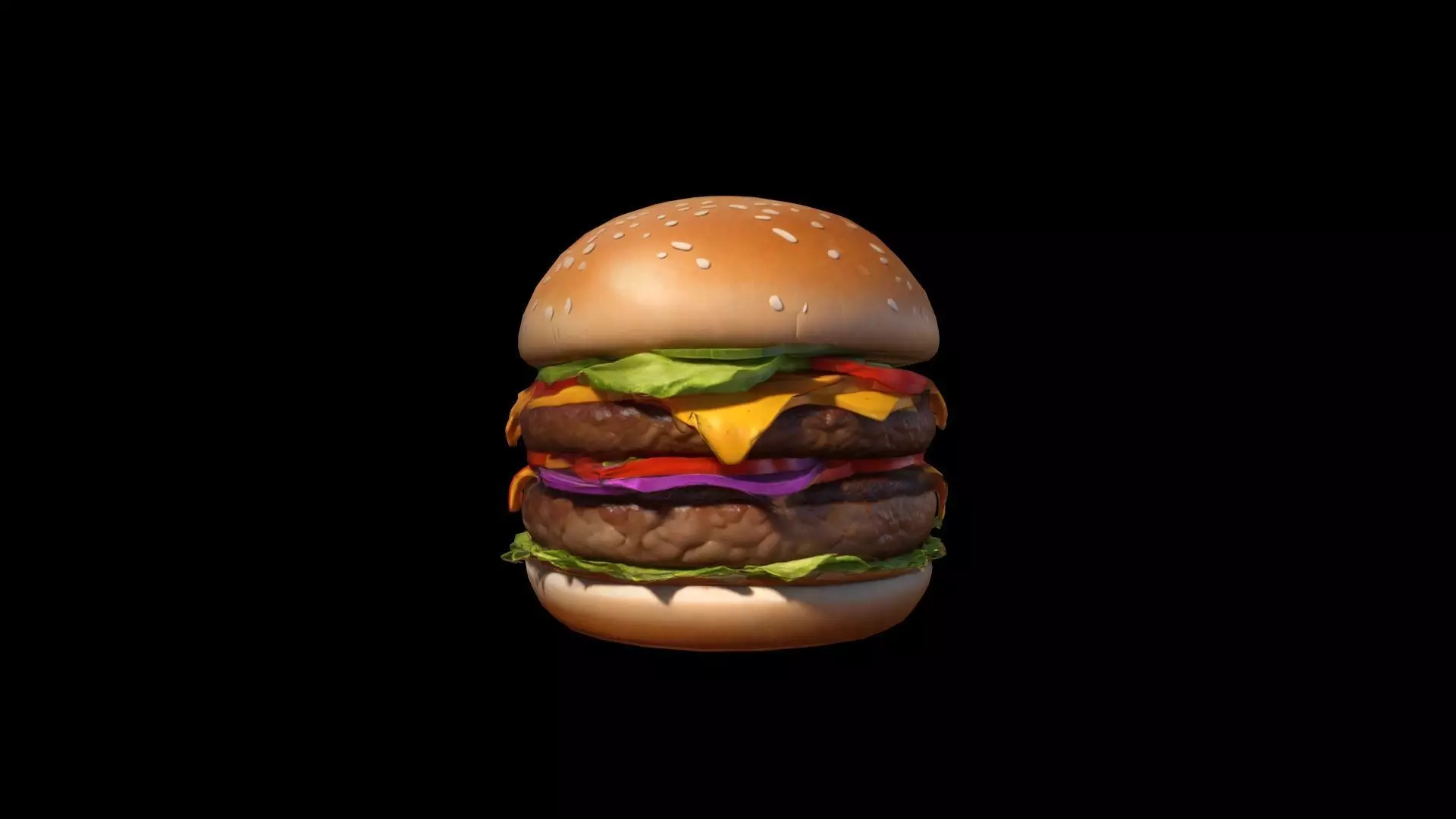 3d Render Cute Cartoon Funny Burger Character 3D model_0
