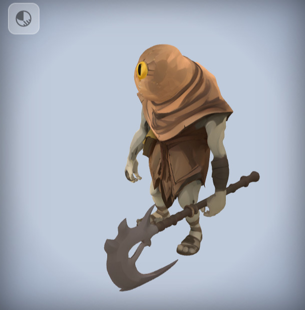 Zarnok Cyclops Tribal Guard Creature in cartoon style Low-poly Low-poly 3D model_5