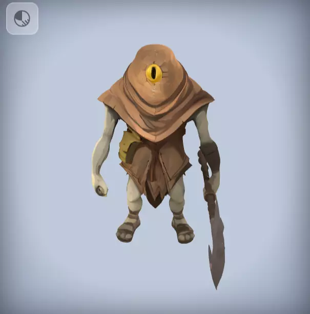 Zarnok Cyclops Tribal Guard Creature in cartoon style Low-poly Low-poly 3D model_0