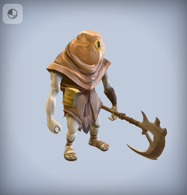 Zarnok Cyclops Tribal Guard Creature in cartoon style Low-poly Low-poly 3D model_6
