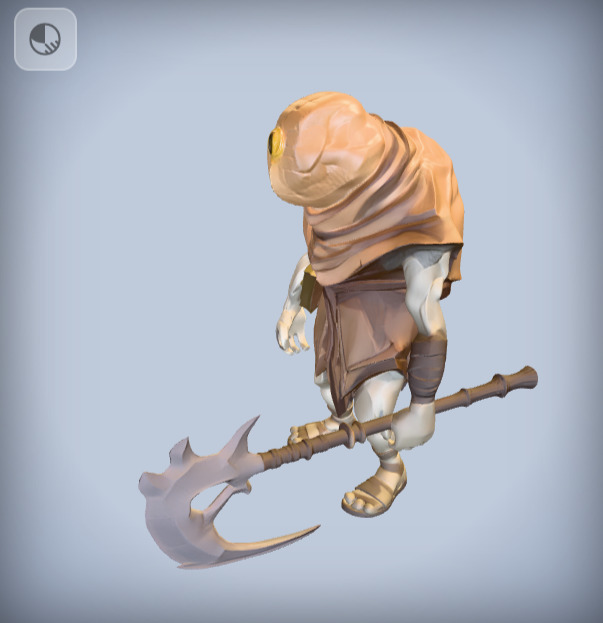 Zarnok Cyclops Tribal Guard Creature in cartoon style Low-poly Low-poly 3D model_7