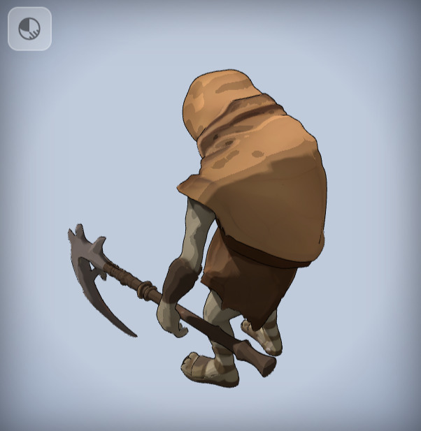 Zarnok Cyclops Tribal Guard Creature in cartoon style Low-poly Low-poly 3D model_10