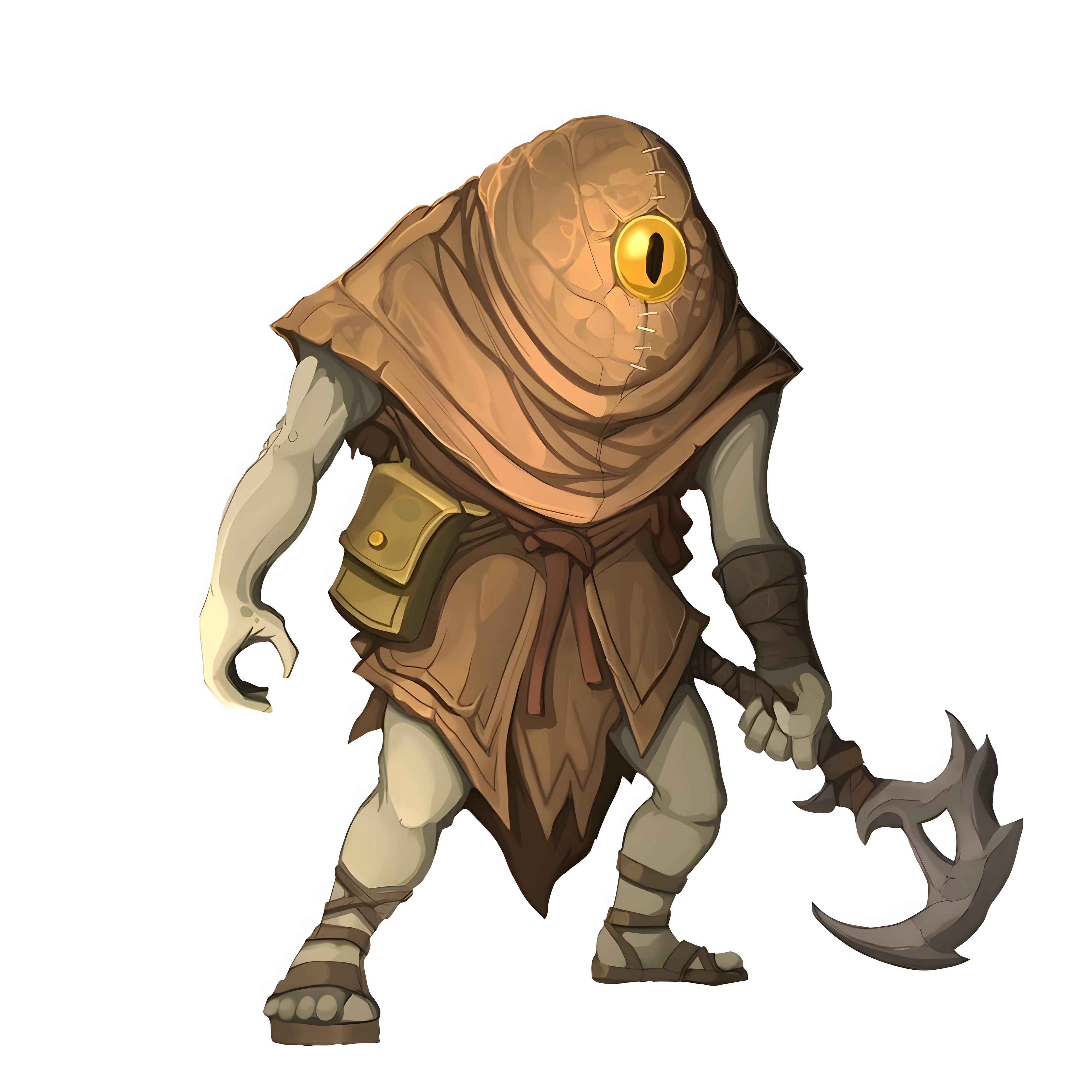 Zarnok Cyclops Tribal Guard Creature in cartoon style Low-poly Low-poly 3D model_11
