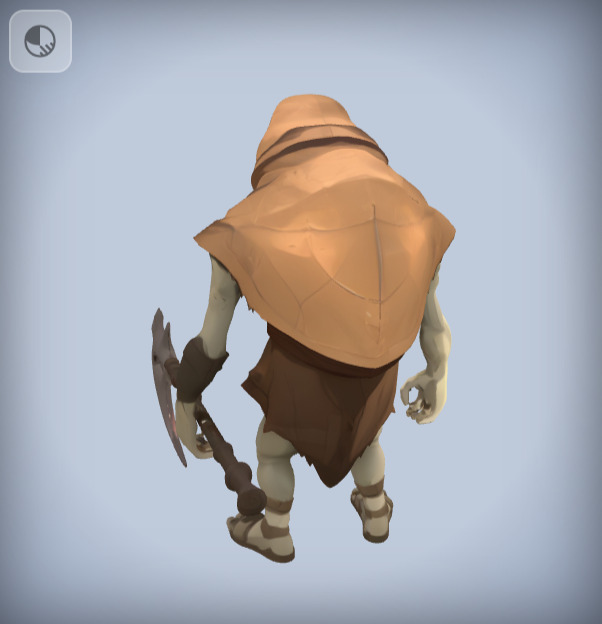 Zarnok Cyclops Tribal Guard Creature in cartoon style Low-poly Low-poly 3D model_4