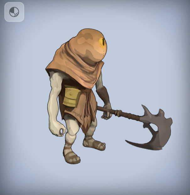 Zarnok Cyclops Tribal Guard Creature in cartoon style Low-poly Low-poly 3D model_2