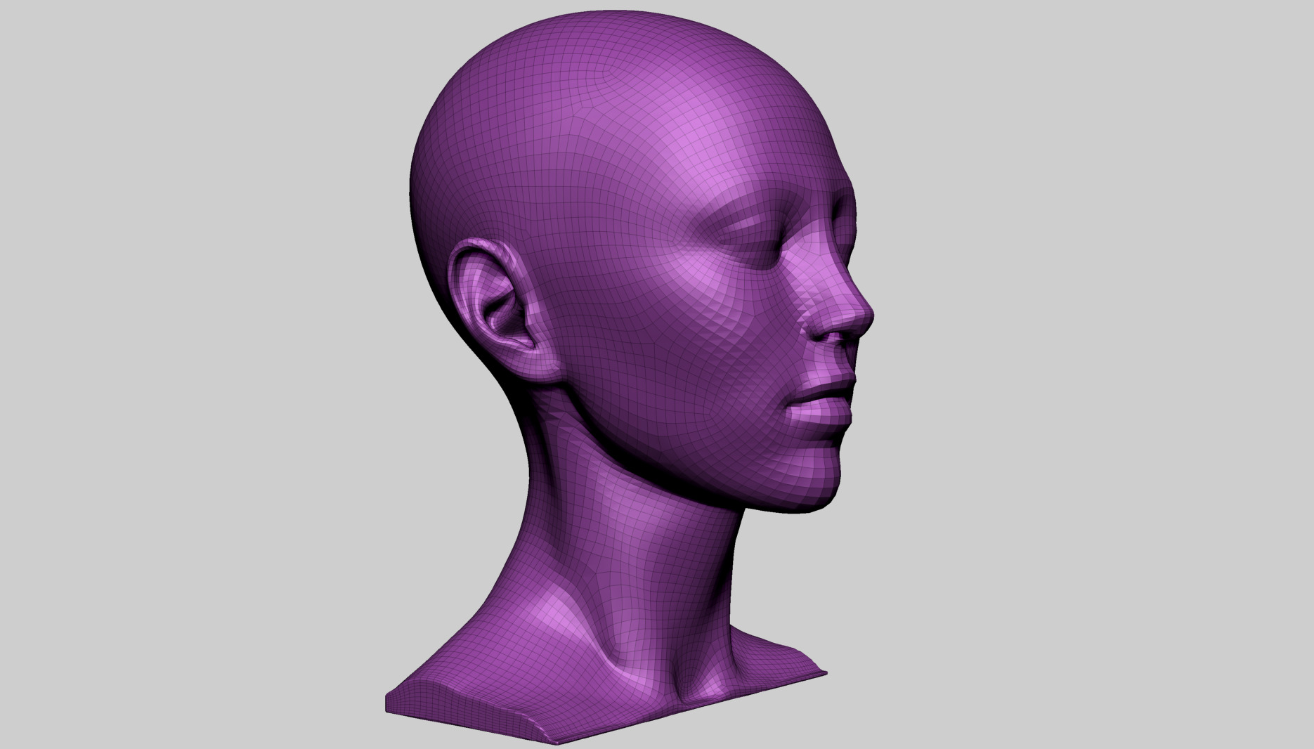 Base Female Head F 3D model_9