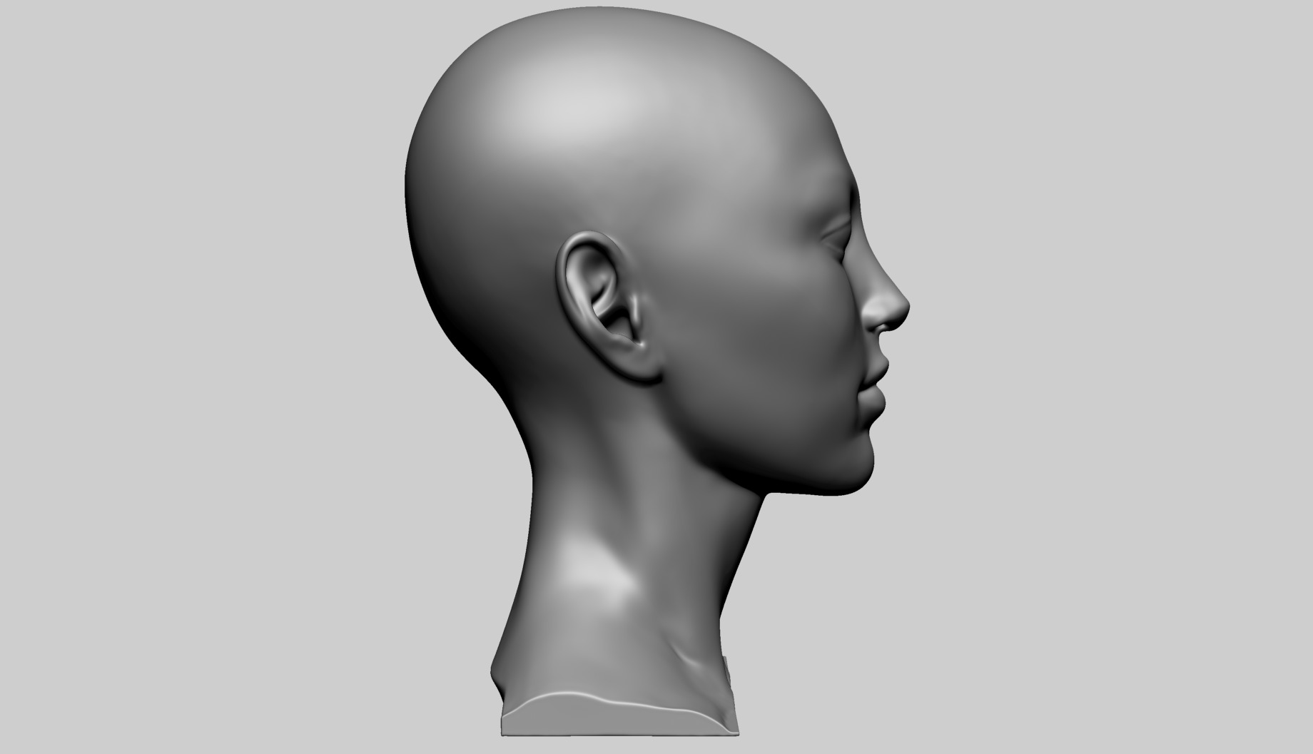 Base Female Head F 3D model_2