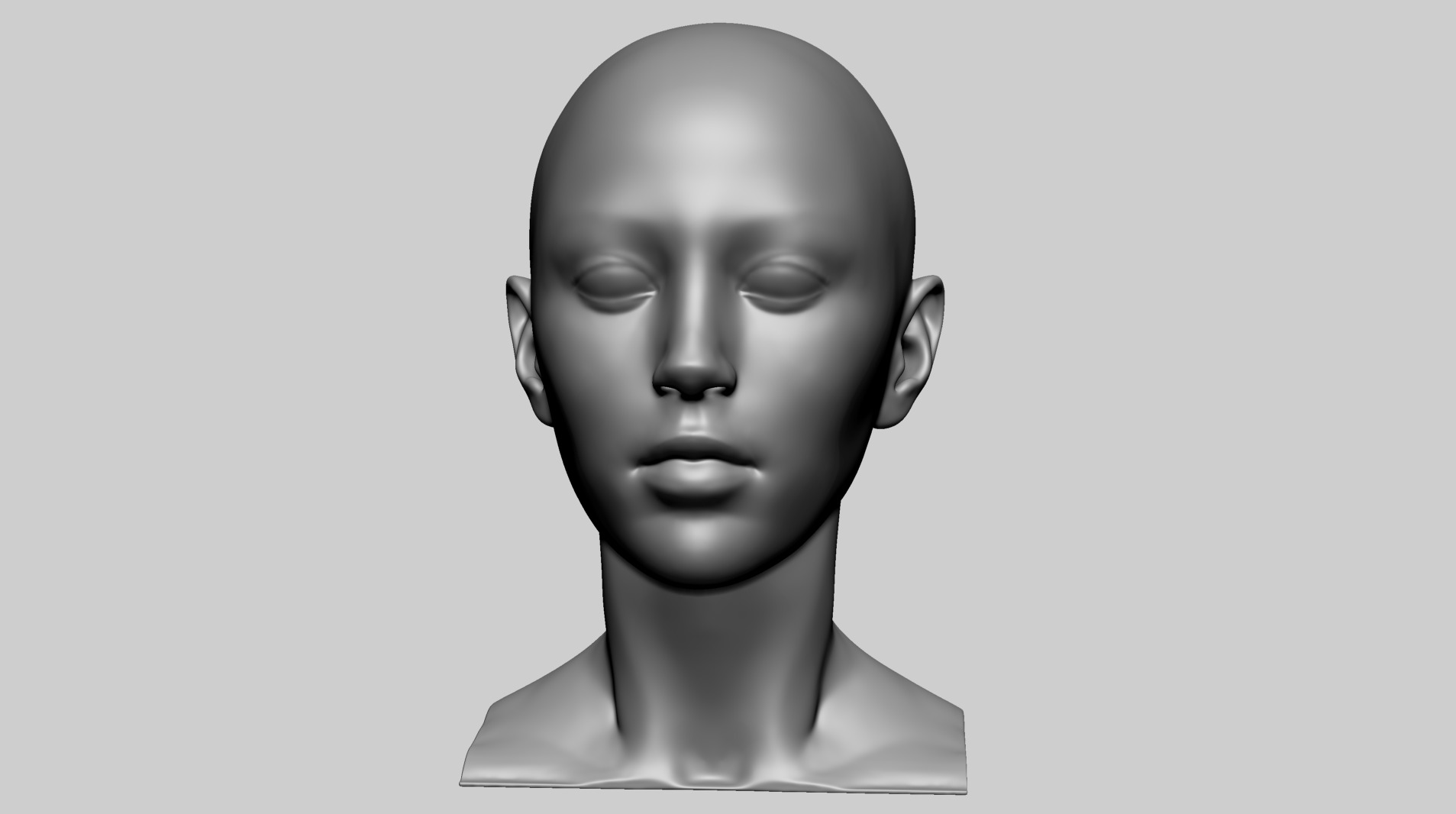 Base Female Head F 3D model_6