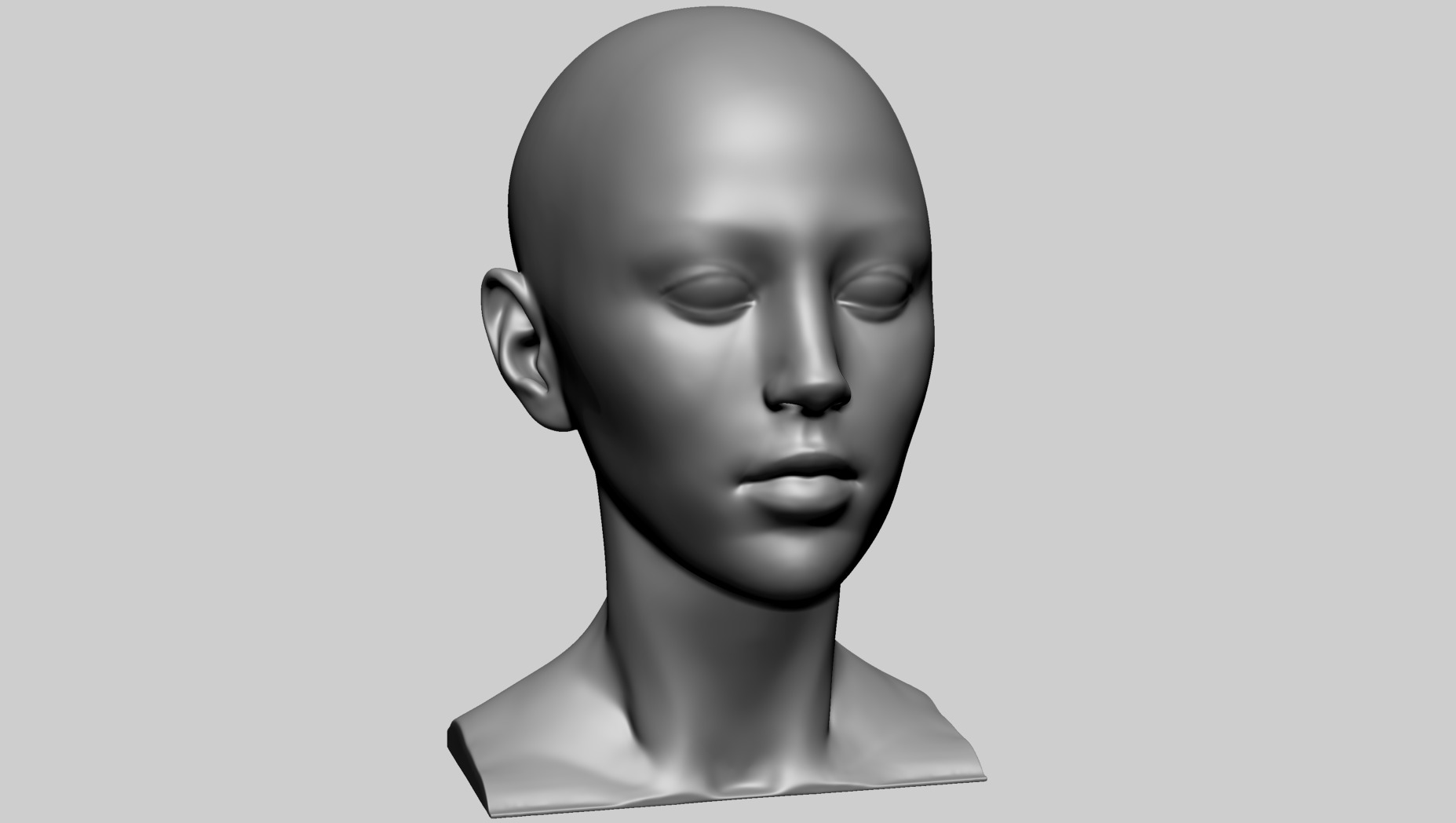 Base Female Head F 3D model_7