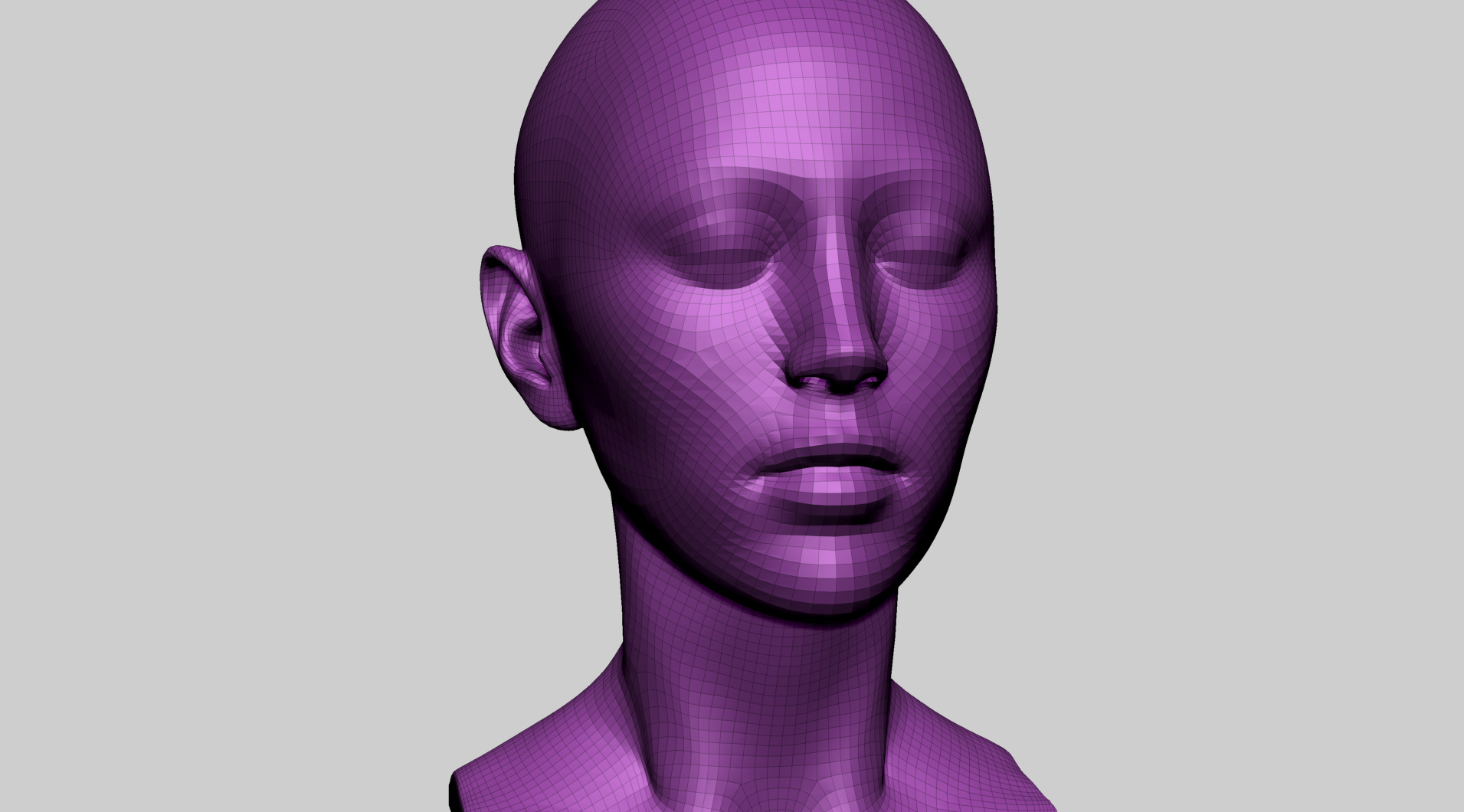 Base Female Head F 3D model_8