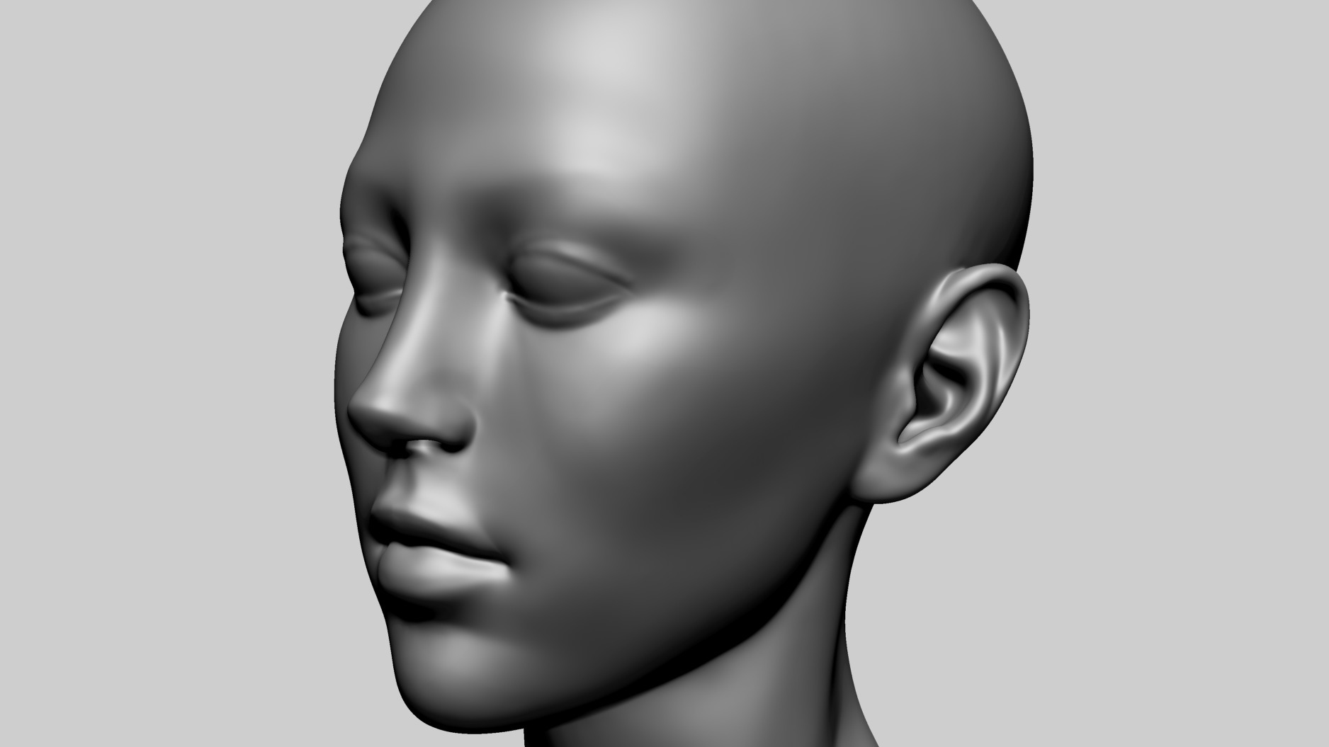 Base Female Head F 3D model_10